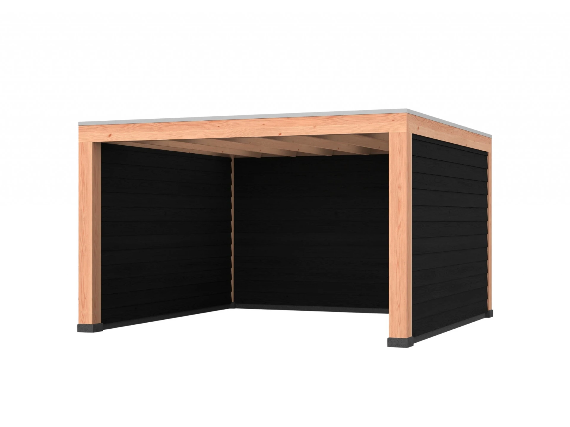 Douglas overkapping, 400 x 400, met achterwand en twee zijwanden, Westwood Robuust zwart - Afbeelding 1